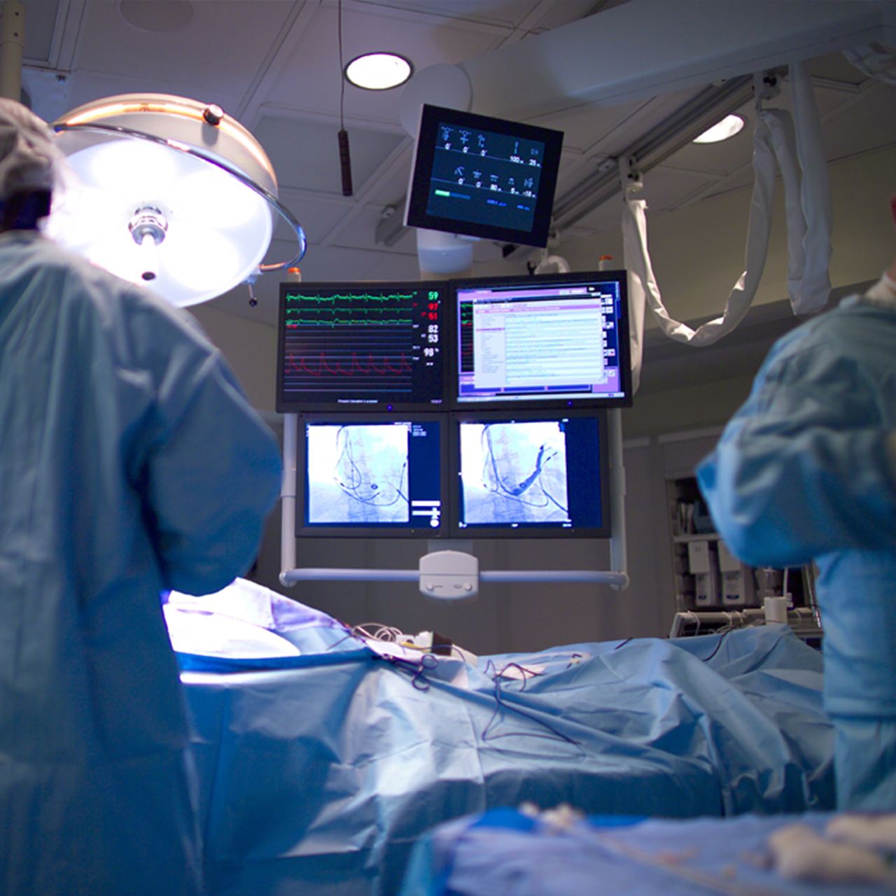 Medical professionals performing a surgical procedure