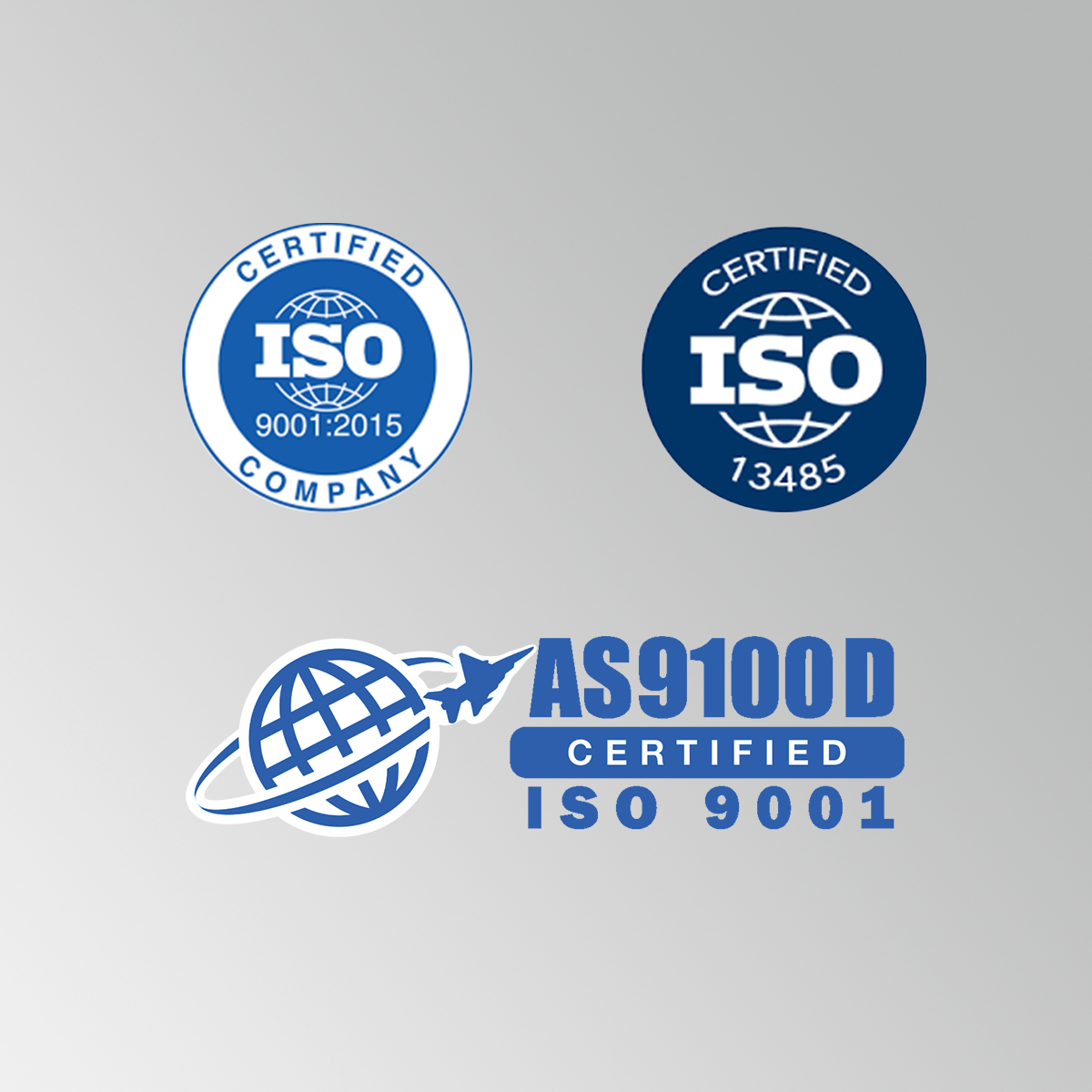 A display of Spectrum Plastics Group's ISO certifications