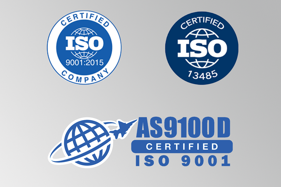 A display of Spectrum Plastics Group's ISO certifications